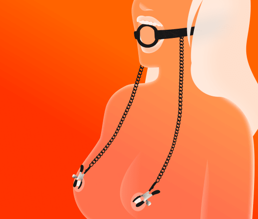 Restrained Open Mouth Gag with Nipple Clips